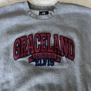 Elvis Presley Graceland Crewneck Sweatshirt Memphis TN Embroidered Gray Mens XL